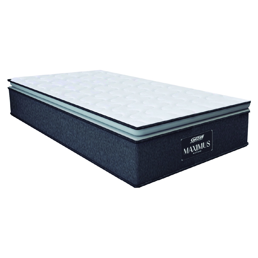 Colchão Solteiro Molas Ensacadas Pillow Top Maximus 88x188x28cm Cinza/Branco Gazin - Suporta até 120 em Oferta na Shopee