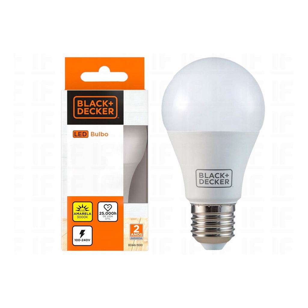 Lâmpada Led 15w Bulbo Soquete E27 Bivolt Black + Decker