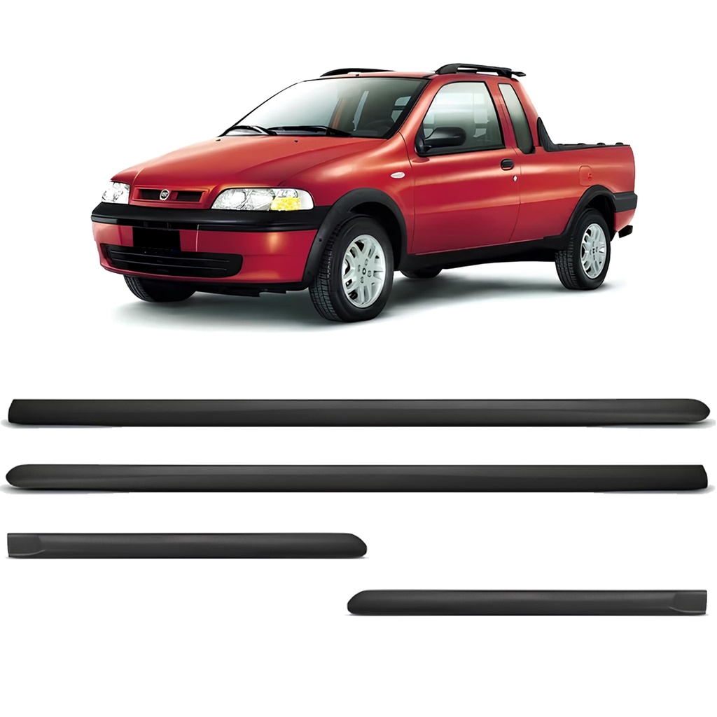 Jogo Friso Lateral Strada Cabine Simples 2001 2002 2003 2004 Preto