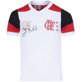 Camisa Flamengo Retrô Zico nº10 Mundial 1981 Dry Infantil Juvenil Branca