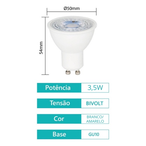 Lâmpada Led Mr16 Dicroica Gu10 4,8w Bivolt Luz Branca/Amarela · foto 2