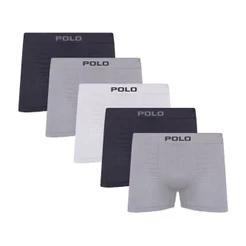 Kit C/5 Cuecas Boxer Polo 781 Algodão Sem Costura Sortido