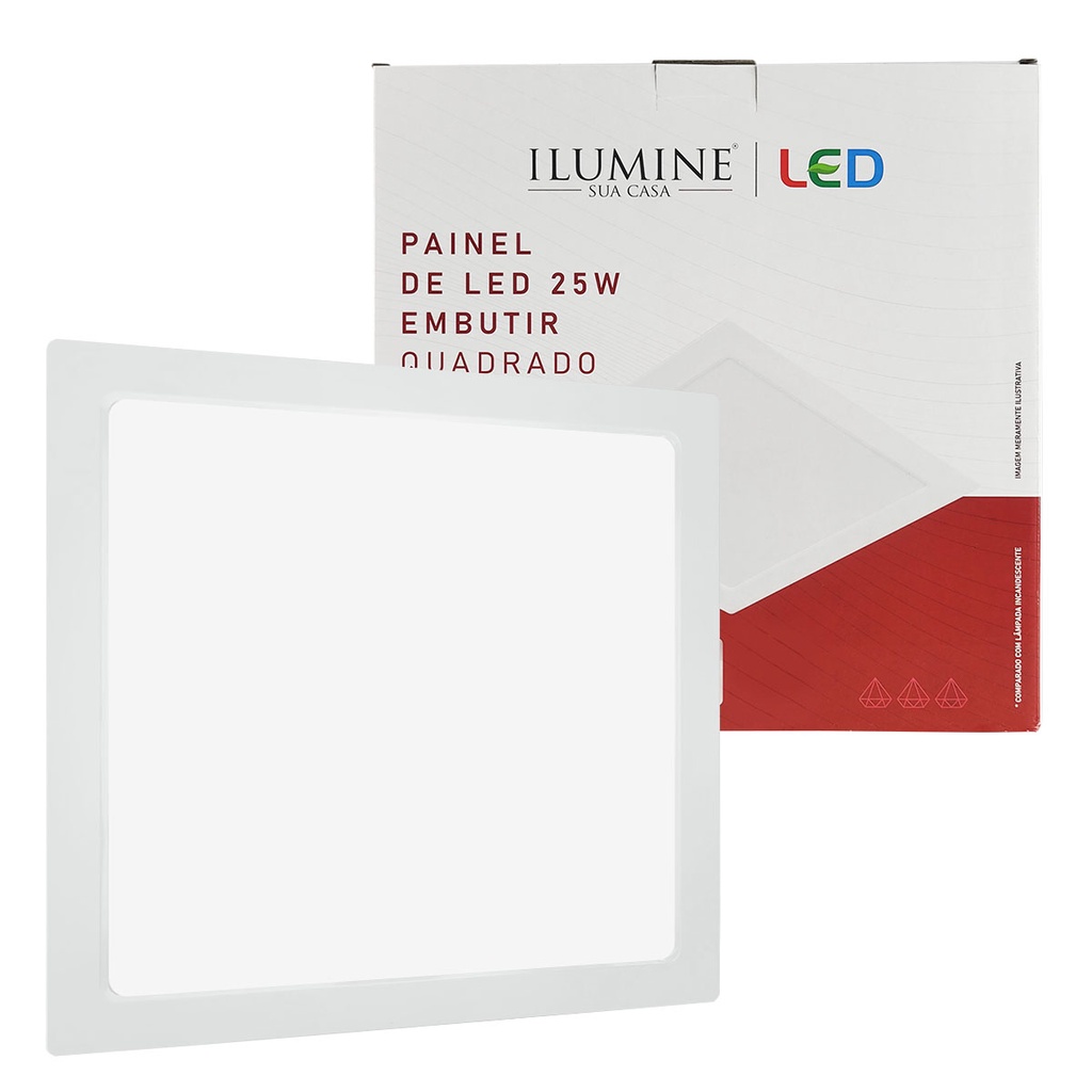 Painel LED Ilumine Sua Casa 25W Quadrado Embutir, Moderno e Eficiente em Oferta na Shopee