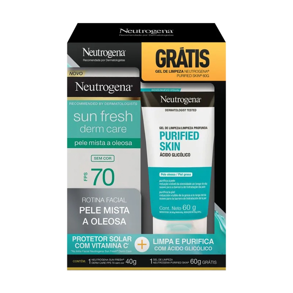 PROTETOR SOLAR FACIAL FPS70 40G + GEL DE LIMPEZA 60G NEUTROGENA em Oferta na Shopee