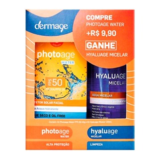 Kit Dermage Photoage Water FPS 50 40g e Por Mais R$9,90 Ganhe Hyaluage Micelar 120ml