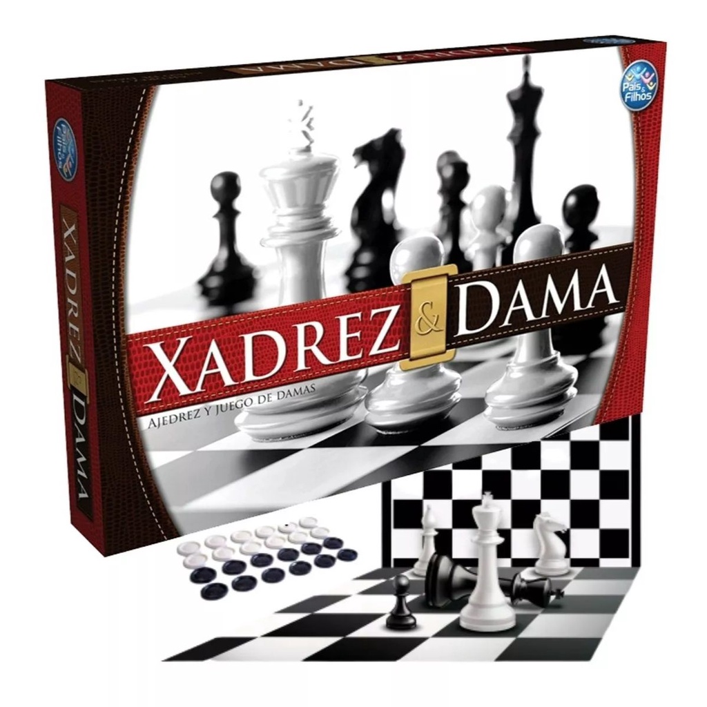 Jogo De Tabuleiro 2em1 Xadrez E Dama Pais & Filhos