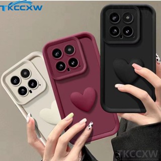 Capa Fofa 3D Love Heart Phone Para Xiaomi 14 13 13T 12 11 Pro 12T 12X Mi 11 13 12 Lite Casing Angel Eyes Silicone Macio Fosco De Cor Sólida Simples