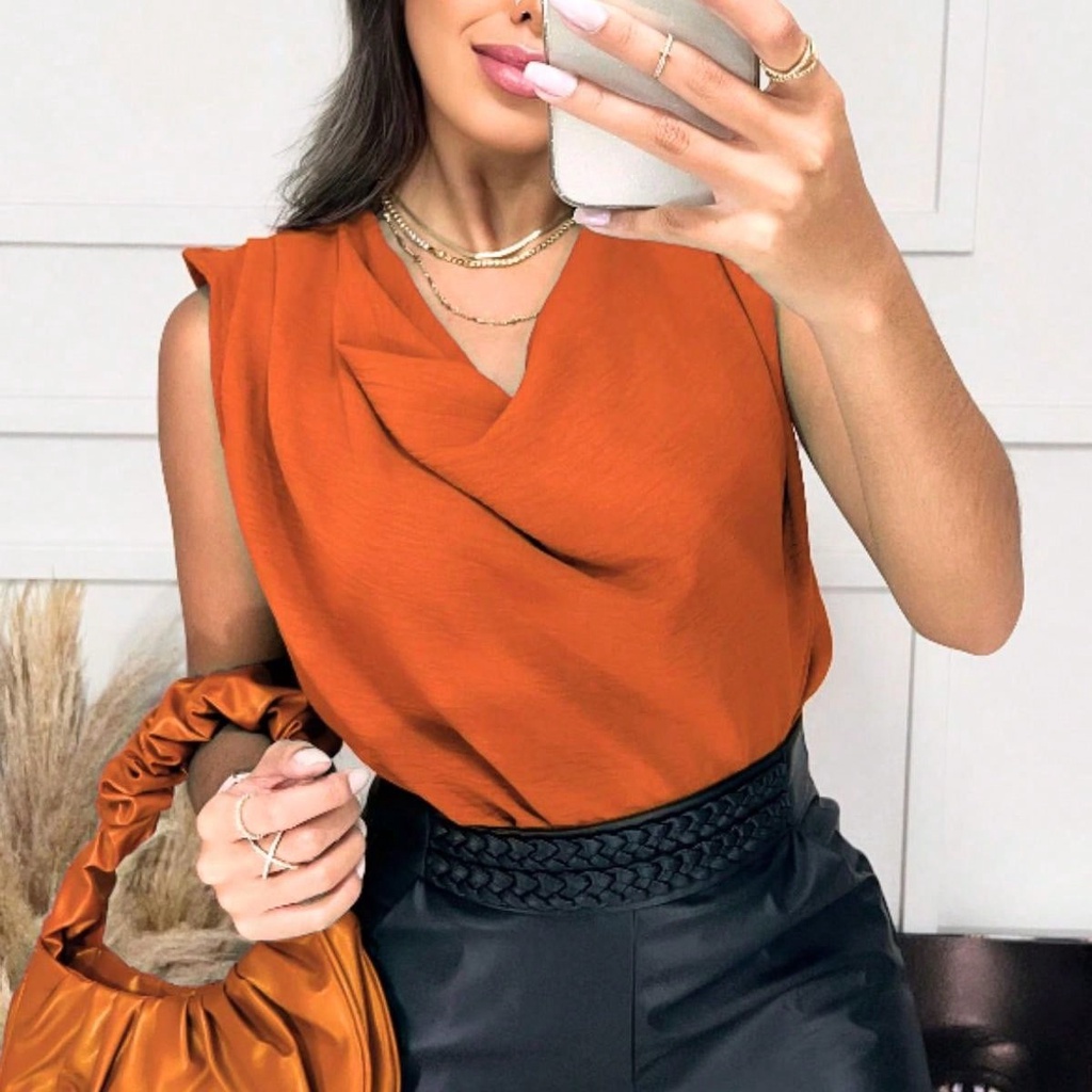 Blusa Feminina Social Gola Boba Elegante Soltinha Suplex Moda Super Envio !! em Oferta na Shopee