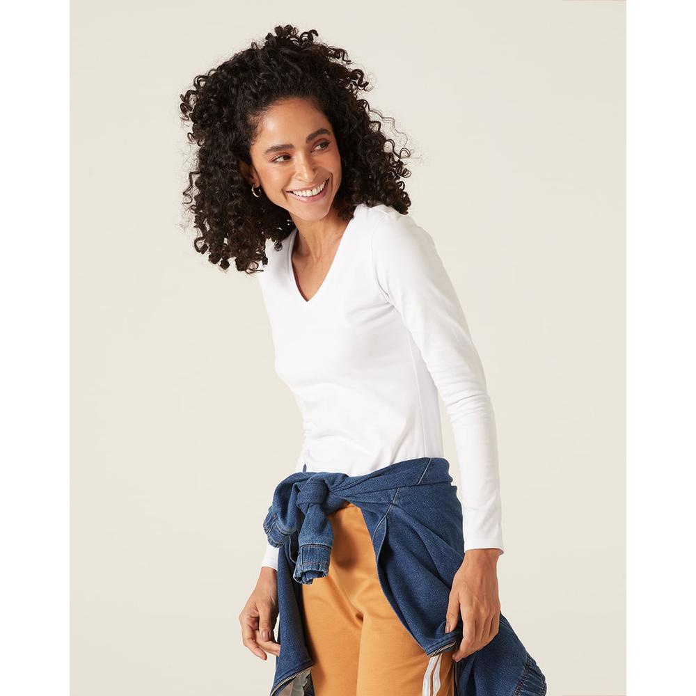 Blusa Básica Feminina Manga Longa Em Cotton Light em Oferta na Shopee