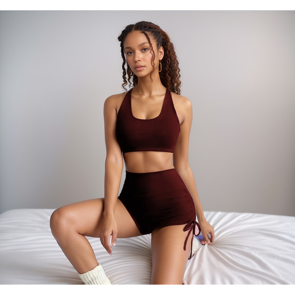 Conjunto Shortinho e Blusa Regata Academia Suplex Liso Shortinho Franzido na Lateral Moda Verão Leve Vida Fitness 2025