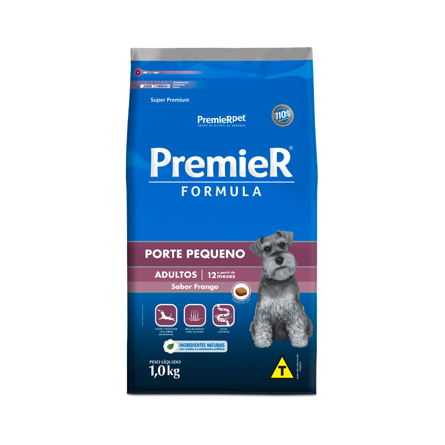 Ração 1Kg Premier Cães Adultos Raças Pequenas Sabor Frango
