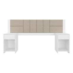 Cabeceira Estofada Para Cama Casal Dubai Branco/bege - M. Arapongas