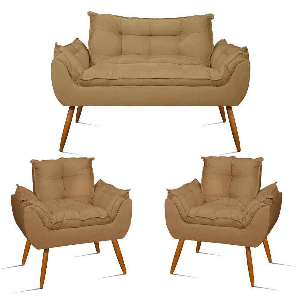 Kit 2 Poltronas + Namoradeira Opala Luxo para Sala Balaqui Decor em Oferta na Shopee