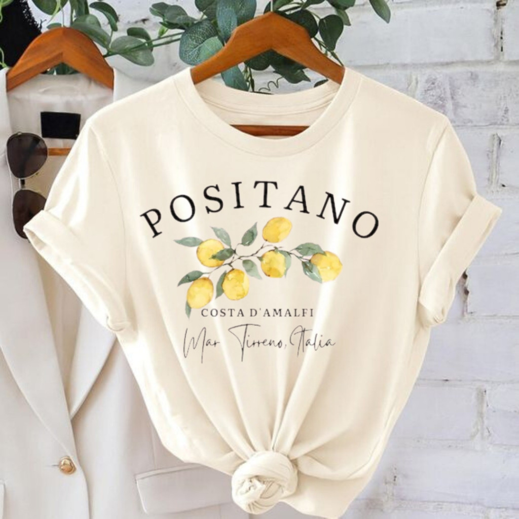 Camiseta Feminina Lançamento Estampada Positano Limão 100% algodão novidade