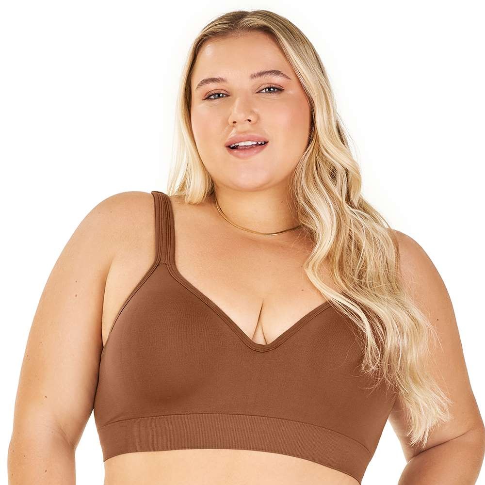 Imagem Sutiã Comfort Plus Duplo Alças Largas Reguláveis com Bojo sem Costura Avelã Zee Rucci