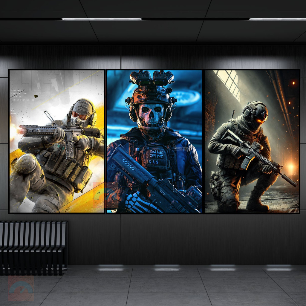 Kit 3 Quadros Decorativos Gamer Zone Para Sala Quarto Grande  Espaço de Jogos Call Of Duty em Oferta na Shopee