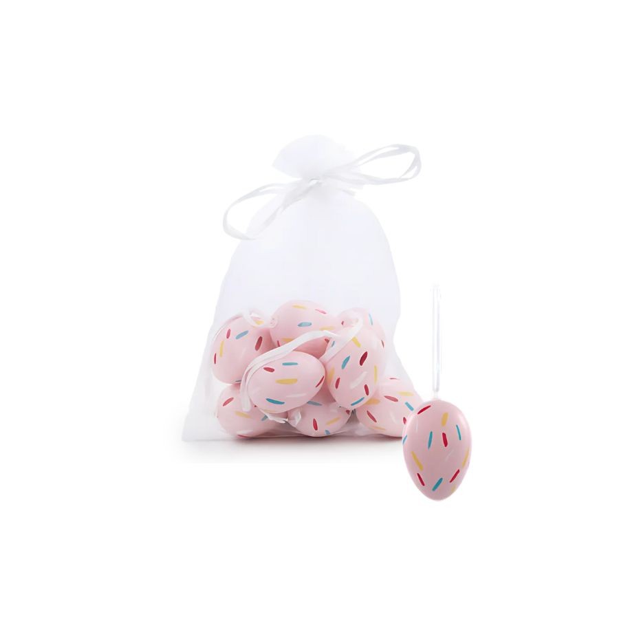 Mini Ovos De Páscoa Rosa Com Respingos Colorido Para Pendurar - 4cm - 9 unidades - Cromus - Rizzo em Oferta na Shopee