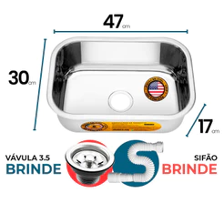 Cuba Pia Inox 47X30X17 - inox 304 - American Steel