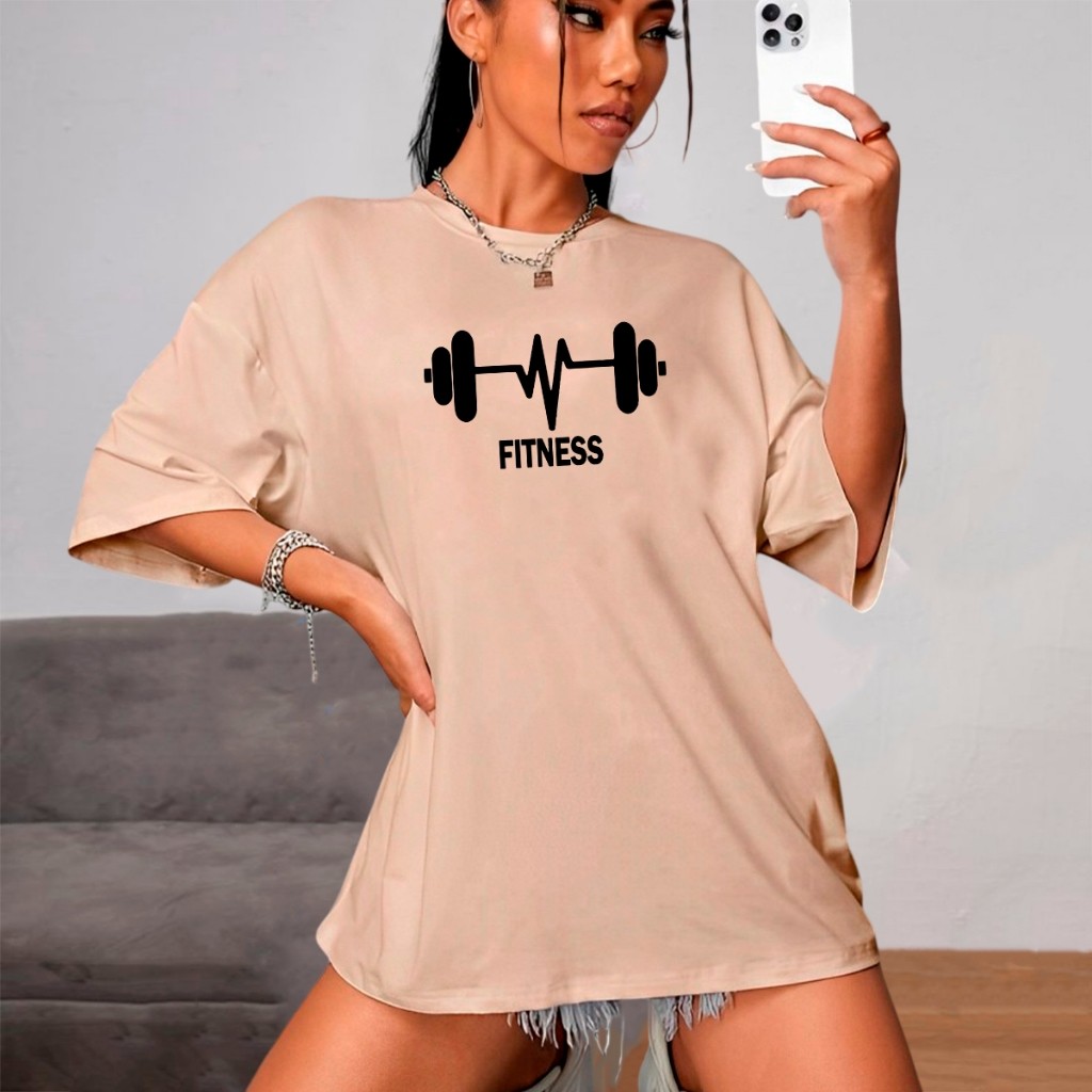 Camiseta Feminina 100% algodao Tshirt Caminhada Casual Academia Treino Streetwear Mulher Fitness Camisa Oversized