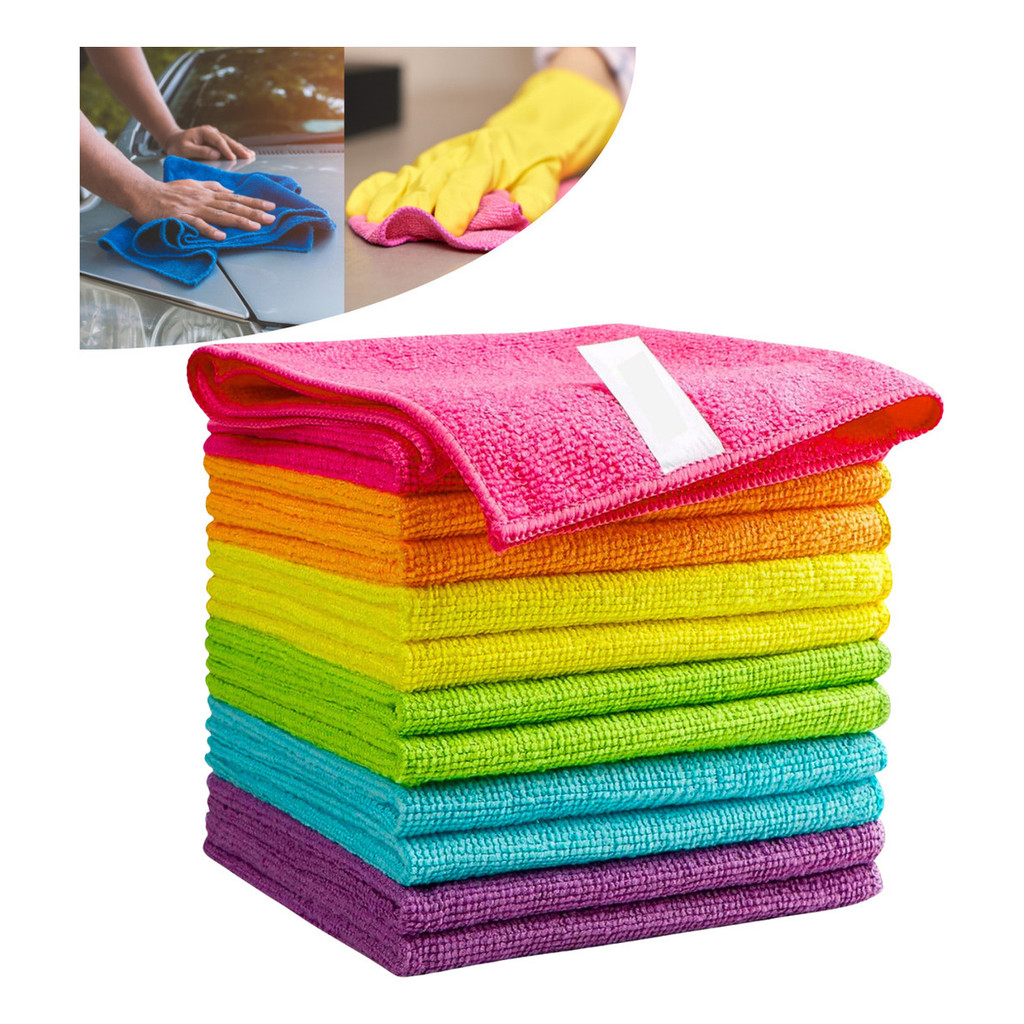 Kit 10 Panos de Microfibra Premium Flanela Limpa Vidro Pia Multiuso Automotivo Casa Limpeza Cozinha!