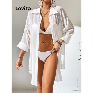 Lovito Capas Sexy Com Botões Lisos Para Mulheres LNL43088