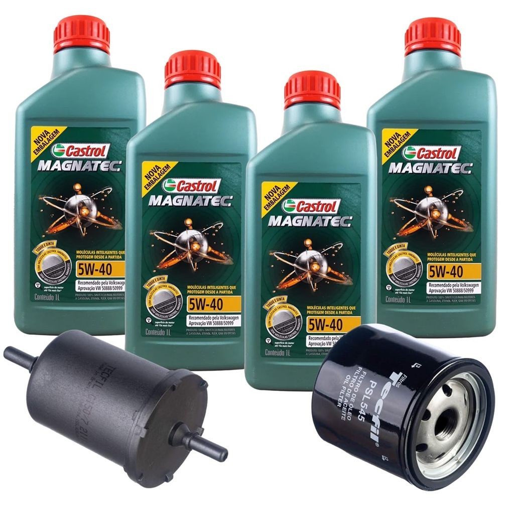 4 Litros Óleo Castrol Magnatec + Filtro Óleo e Combustível Up! Fox Voyage Polo Virtus Nivus TCross Todos 2014 até 2022 em Oferta na Shopee