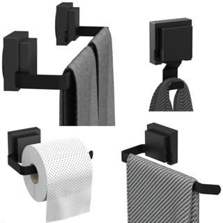Kit de Acessórios Com Ventosa Para Banheiro Preto 4 Peças Linha F.Max em Oferta na Shopee