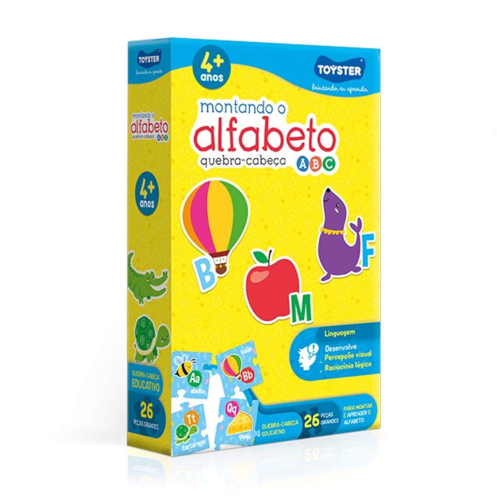 Brinquedo Infantil Quebra Cabeça Montando o Alfabeto Brincando Eu Aprendo 3164 - Toyster - Mom & Baby