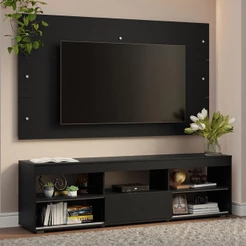 Rack com Painel para TV até 65 Polegadas Preto Orlando Madesa