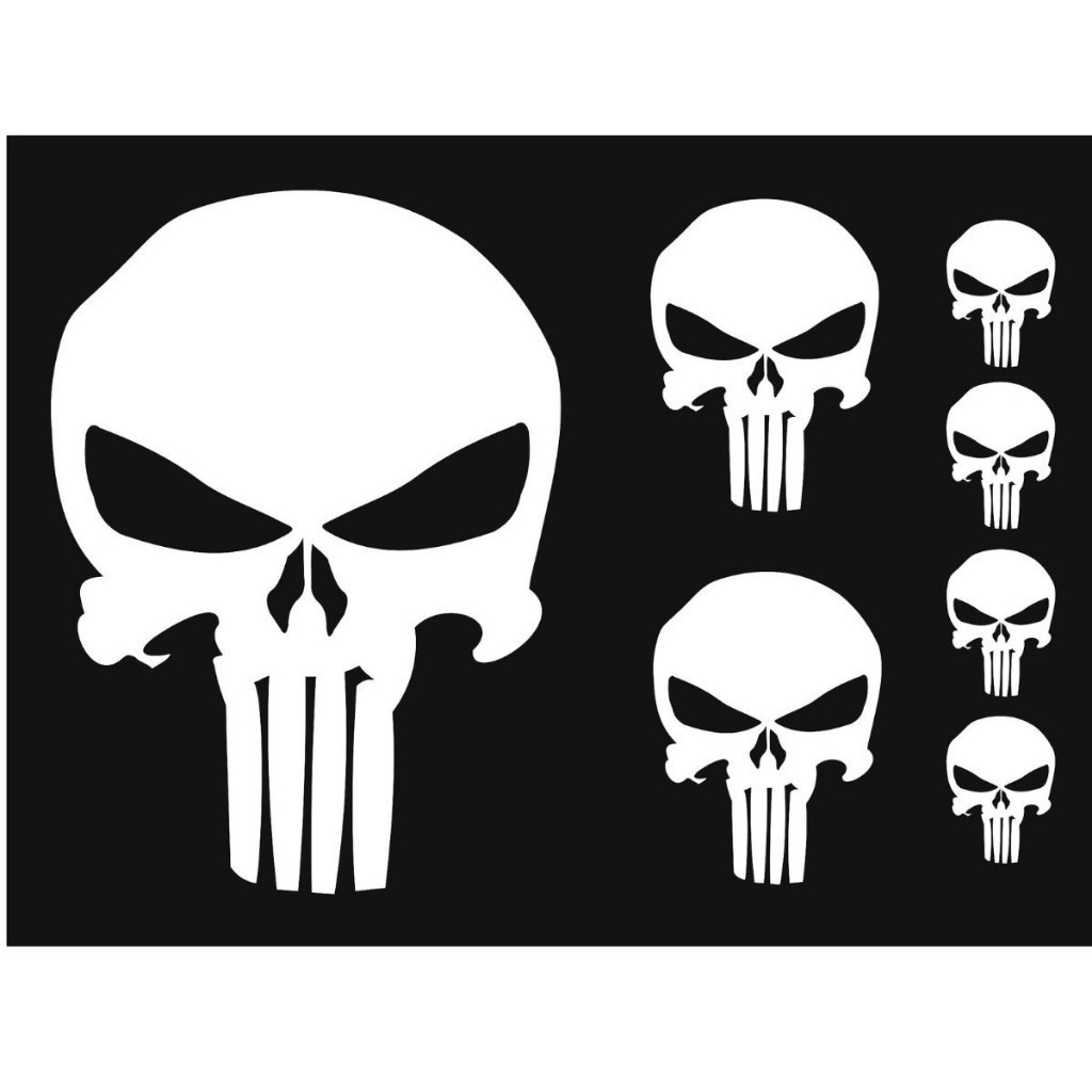 Adesivos Punisher Justiceiro Caveira Kit para carro moto notebook tablet.07 unidades