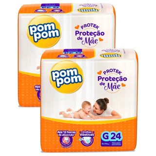 Kit 2 Fraldas Pom Pom Protek Proteção de Mãe Jumbo G com 24un cada em Oferta na Shopee
