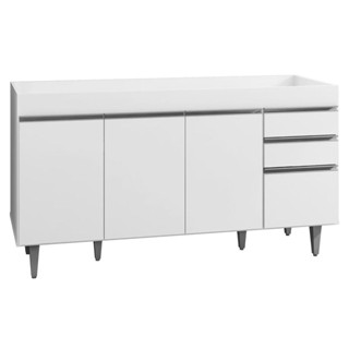 Balcão Gabinete para pia sem Tampo 150cm Marrocos Branco - Lumil