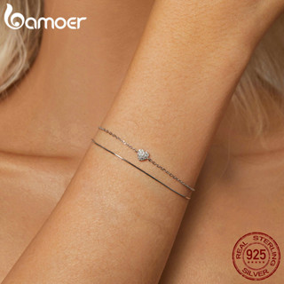Pulseira Bamoer 925 Sterling Sliver Coração Cintilante Jóias De Dupla Camada Para Mulheres em Oferta na Shopee
