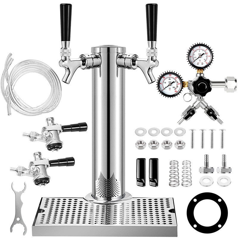 Torre De Cerveja De Torneira Dupla , Kit De Coluna Artesanal Com , Regulador De Co2 , Acoplador Keg E Bandeja De Gotejam