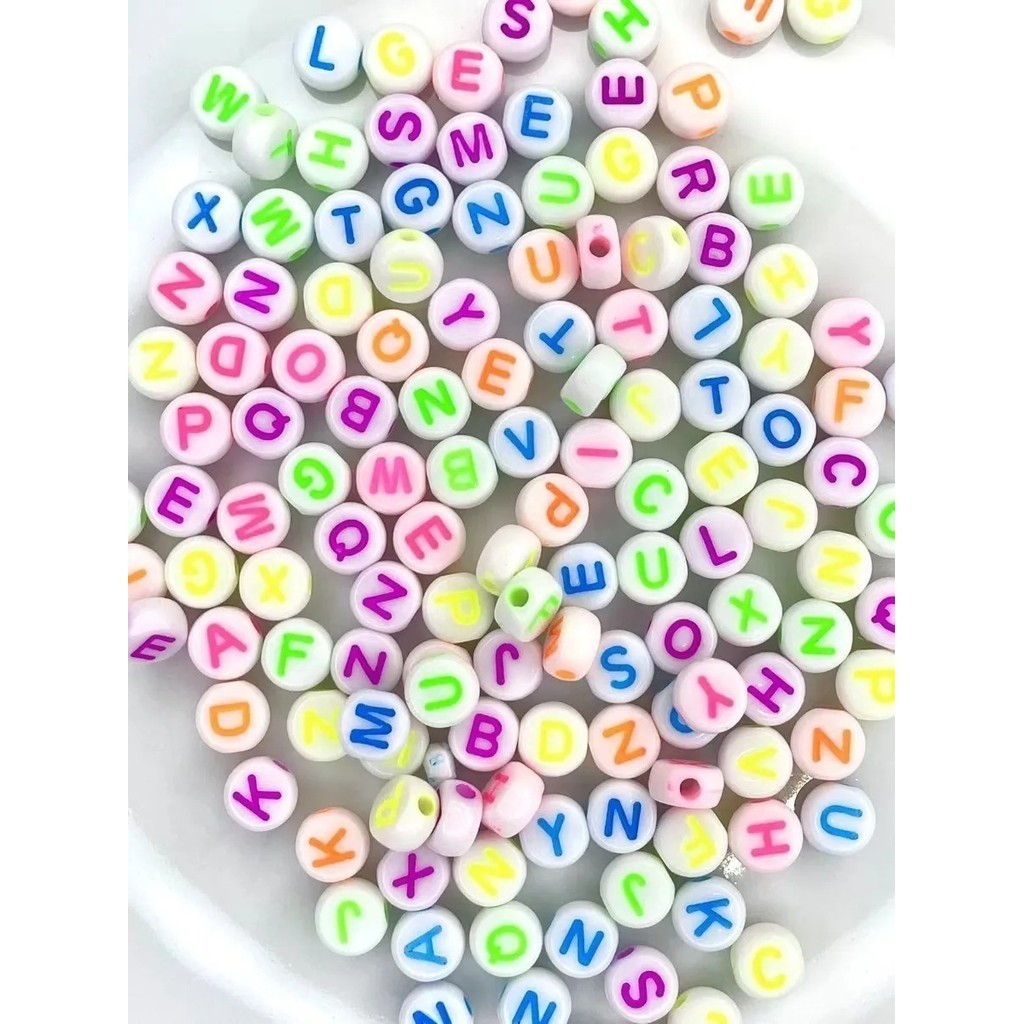 250un Miçangas Infantil Letras Brancas Redonda Alfabeto em Oferta na Shopee