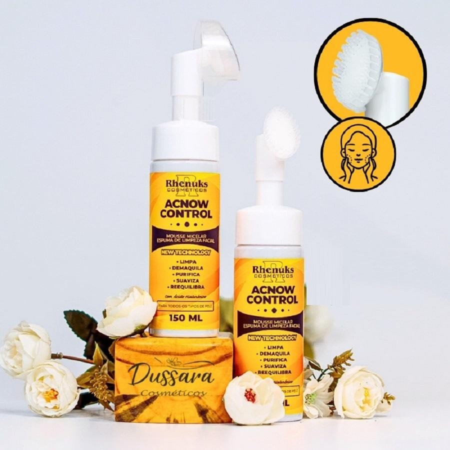 Kit 2 Mousse Micelar Espuma de Limpeza Facial Acnow Control 150ml Rhenuks