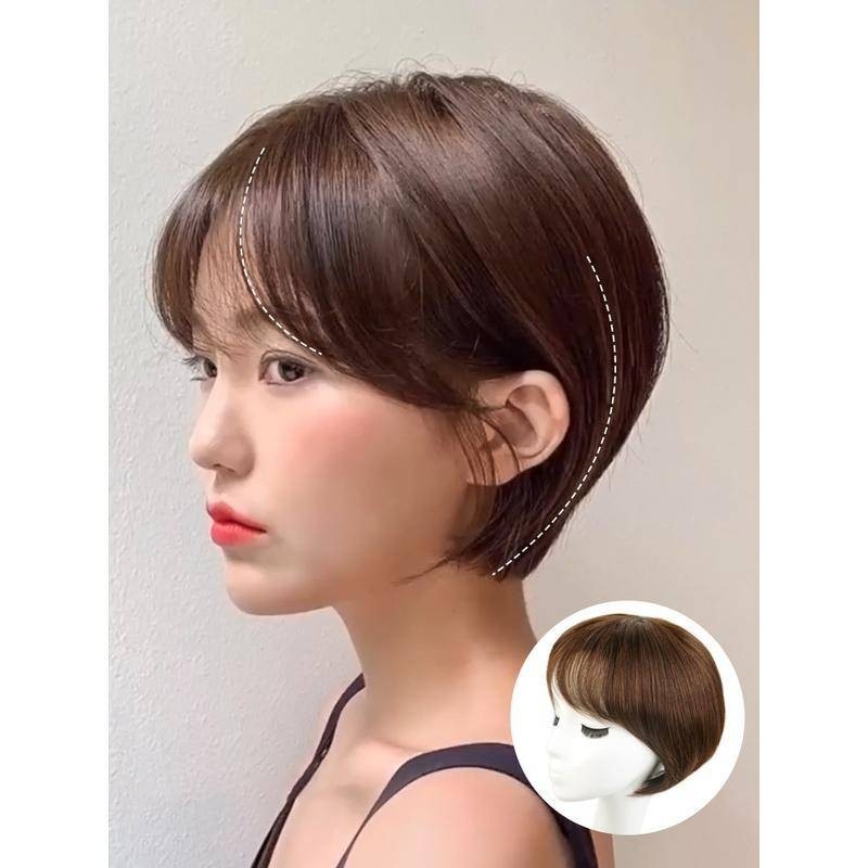 Perucas De Cabelo 100 % Humano Peruca De Máquina Completa Com Bangs Curto Bob Para Mulher Presente Mãe