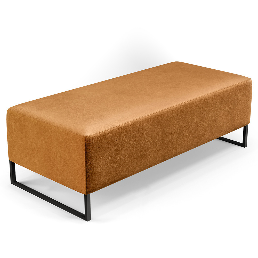 Puff Decorativo Sala de Estar Bali W01 Base Ferro 120x50 cm Couríssimo Whisky - Lyam Decor