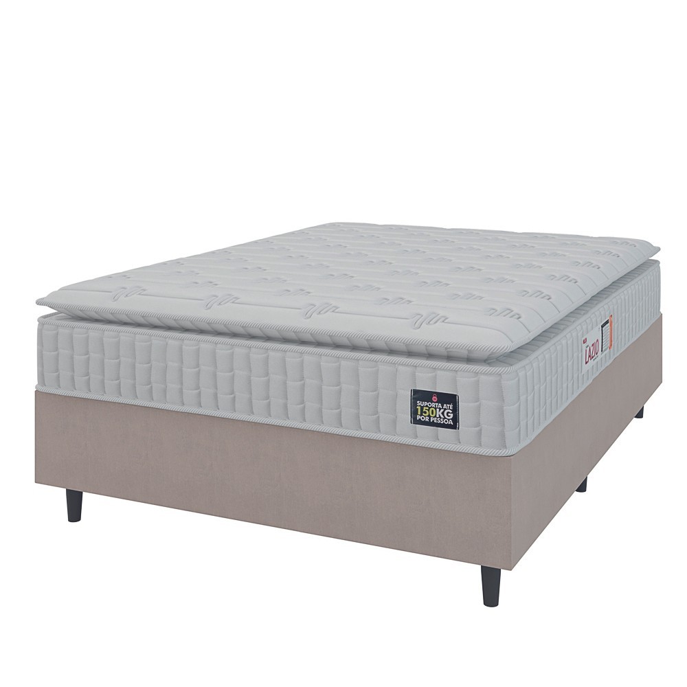 Cama Box Colchão Casal Espuma D45 Lazio Pillow Top 138x188x67cm Branco / Bege Hellen em Oferta na Shopee