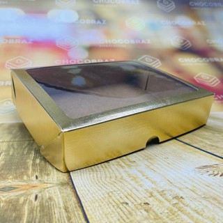 10~50 CAIXA LAMINADA C/ VISOR (20 DOCES) 4x20x16 cm OURO 4676 em Oferta na Shopee