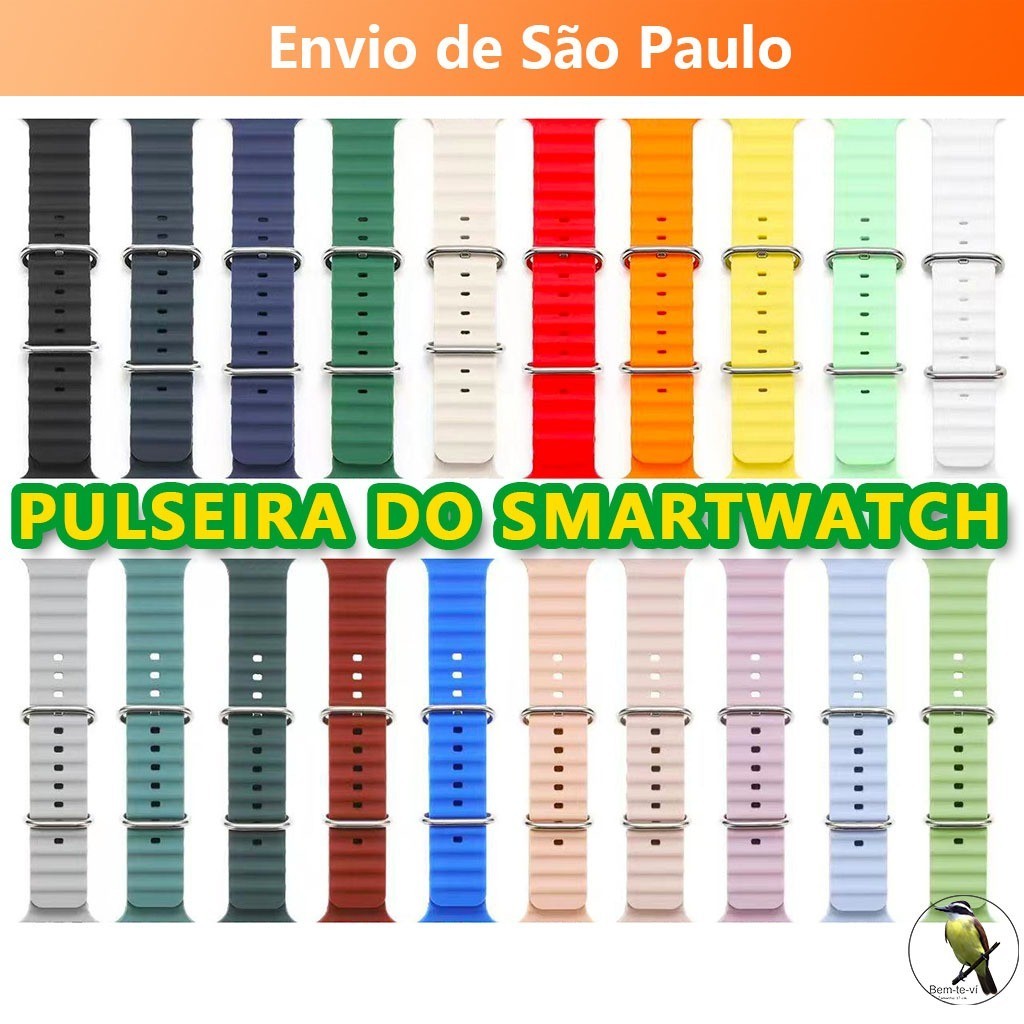 Kit Pulseira de smartwatch De Silicone Ocean Straw Capaz Para Relógio Apple Série 8 Ultra Replacement 42mm 44mm 45mm em Oferta na Shopee