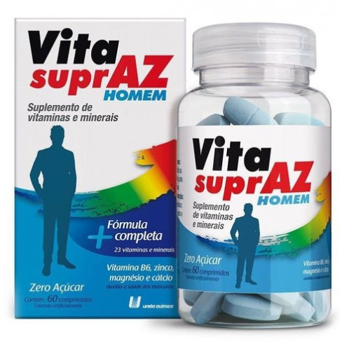Polivitaminico Vita SuprAZ  Homem Vitamina B6 zinco magnésio e cálcio 60 Cápsulas