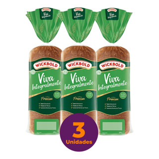 Kit Com 3 Pão De Forma Vegano Integral Wickbold 450g/unid em Oferta na Shopee