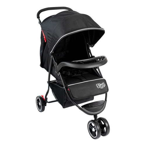 Carrinho De Bebê 3 Rodas Passeio Até 15kgs Styll Baby Cor Preto Chassi Preto