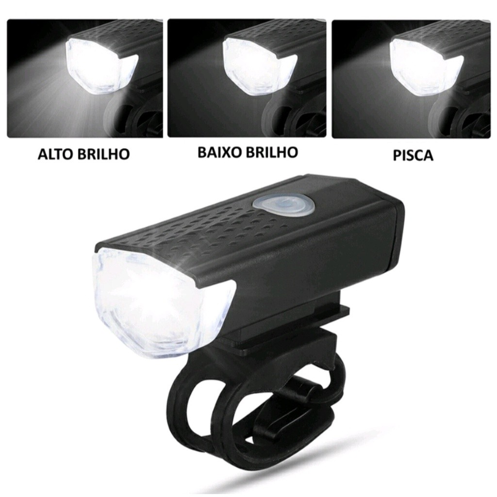Detalhes do Kit Lanterna e Farol Bicicleta Bike Recarregável Luz Ultra Led a Prova D'Água