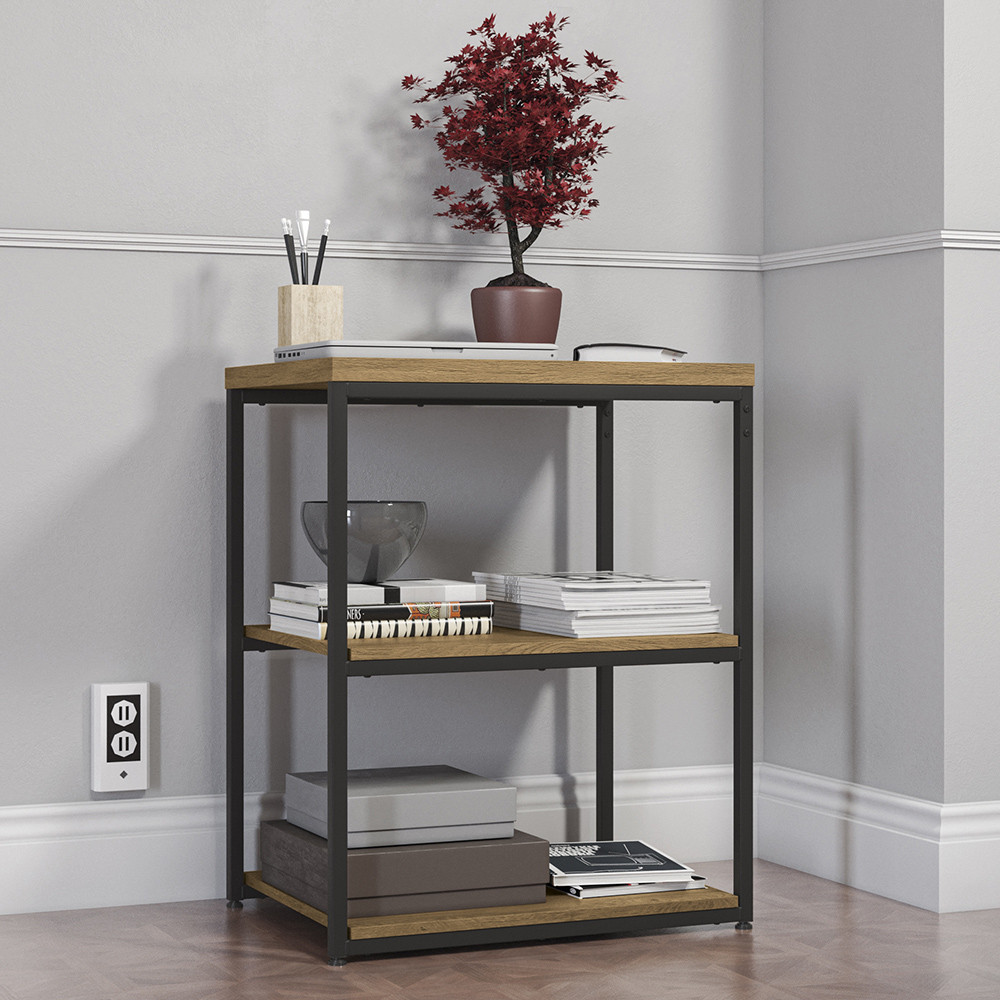 Estante Baixa 3 Prateleiras Estilo Industrial Freijo Kapesberg em Oferta na Shopee