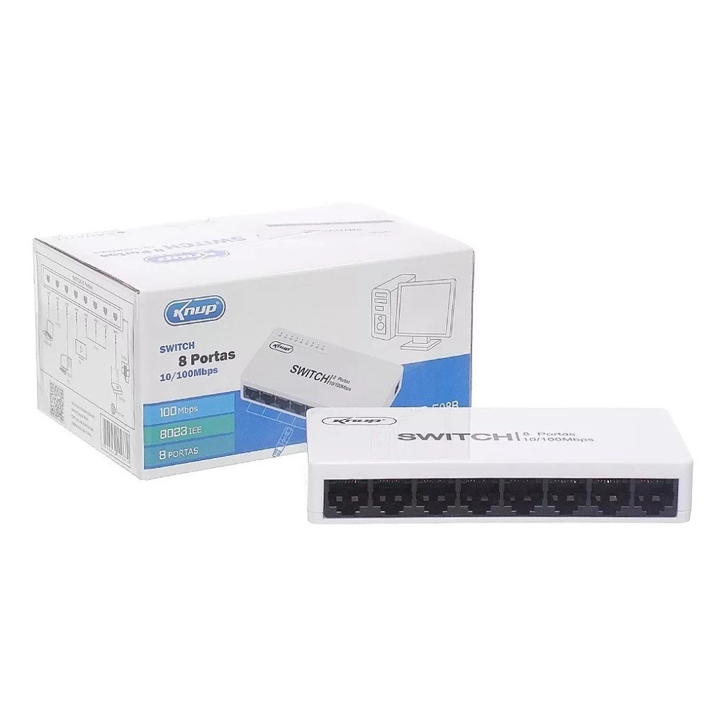 Switch 8 Portas 10/100Mbps Fast Ethernet - Knup KP-E08B
