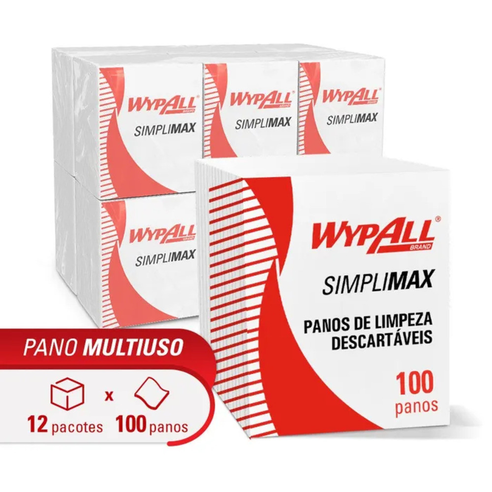12 Pacotes Wypall SIMPLIMAX Limpeza Multiuso X50 c/100 Panos