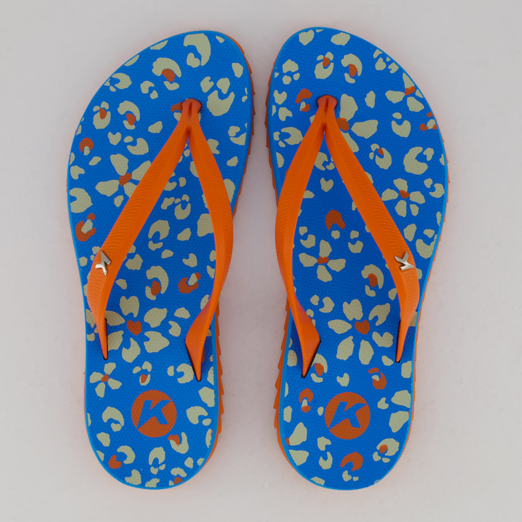 Chinelo Kenner Ibiza Pro Maresia Feminino Azul e Laranja - Women Shoes