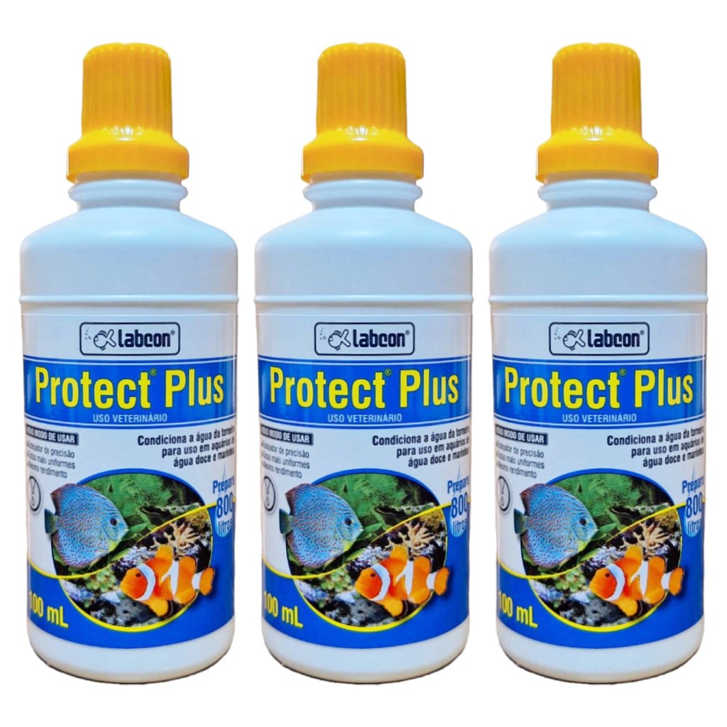 Kit 3 Anti Cloro P/ Aquário Alcon Labcon Protect Plus 100ml